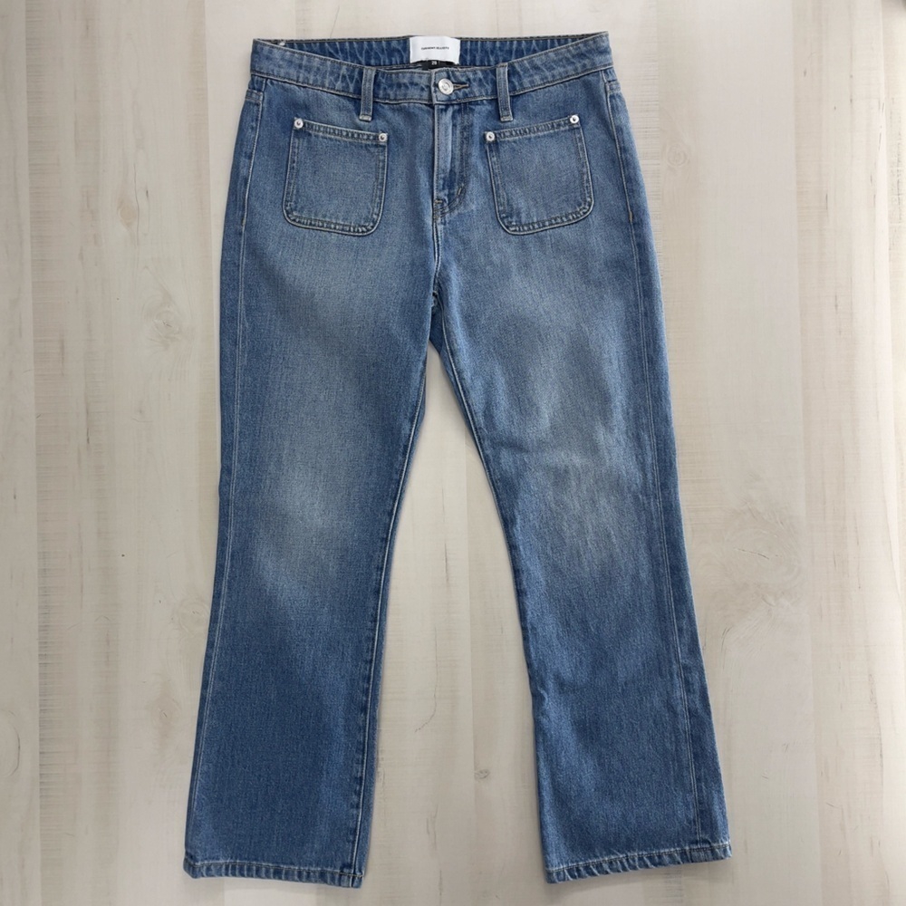 CURRENT/ELLIOT Anthropologie the cropped boot ankle blue jeans denim cotton 28